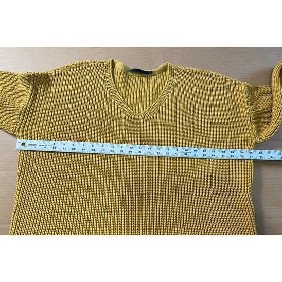 JENNI KAYNE SWEATER FISHERMAN ORGANIC COTTON MUSTARD MARIGOLD KNIT LONGLINE - Picture 11 of 13